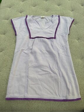 EUC CREWCUTS PURPLE GAUZE AND FRINGE, BATHING SUIT BEACH COVER-UP SIZE MEDIUM